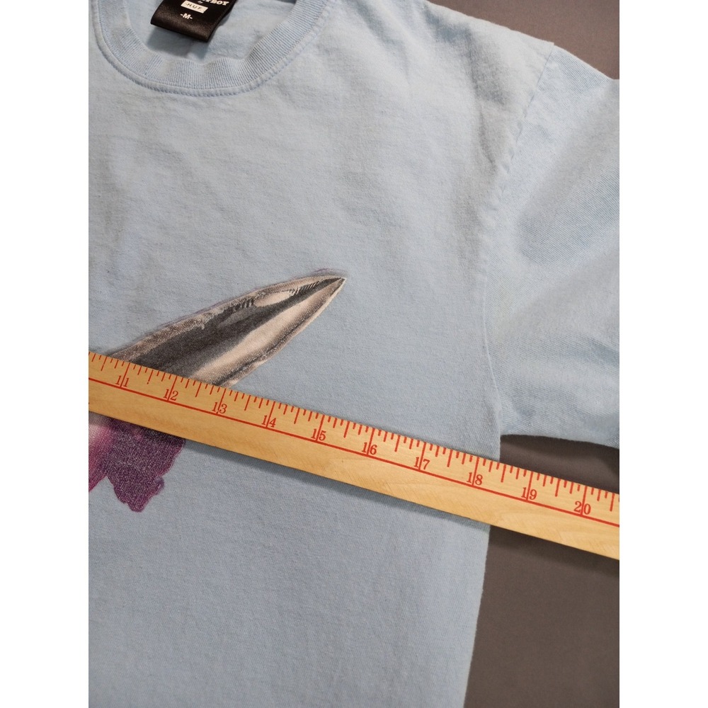 HUF x Playboy Mens Graphic T-Shirt Light Blue Pin Up Bunny Logo Size M - Picture 9 of 9